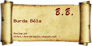 Burda Béla névjegykártya